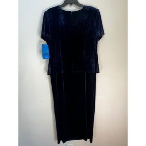 R & M Richards‎ Karen Kwong Petite Blue Velvet Beaded Dress Formal Sz 16P NWT